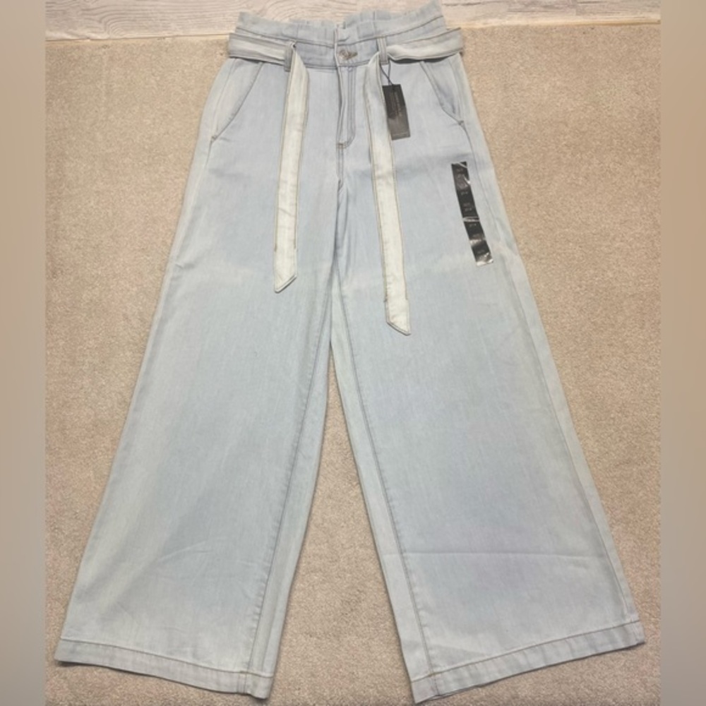 Banana Republic Size 4 Light Blue Cotton High Rise Wide‎ Leg Denin Pants NWT